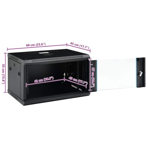 ŚCIENNA SZAFKA SERWEROWA 6U, 19", IP20, 600X450X350 MM