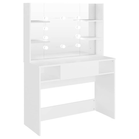 STOLIK DO MAKIJAŻU Z OŚWIETLENIEM LED 100X40X135CM MDF BIAŁY