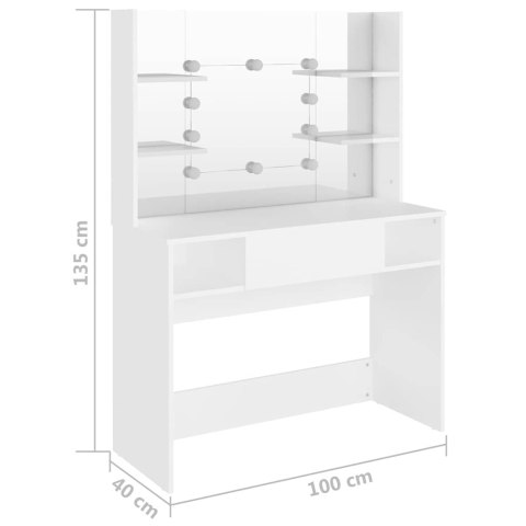 STOLIK DO MAKIJAŻU Z OŚWIETLENIEM LED 100X40X135CM MDF BIAŁY