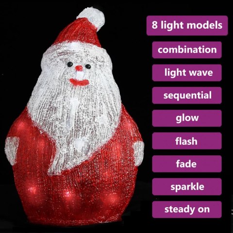 ŚWIĄTECZNA AKRYLOWA FIGURKA MIKOŁAJA Z LED 28CM WEWN./ZEWN.