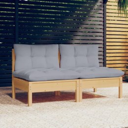 2-OSOBOWA SOFA OGRODOWA Z SZARYMI PODUSZKAMI DREWNO SOSNOWE