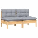 2-OSOBOWA SOFA OGRODOWA Z SZARYMI PODUSZKAMI DREWNO SOSNOWE