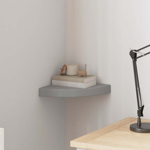 NAROŻNA PÓŁKA ŚCIENNA SZARA 25X25X3,8CM MDF