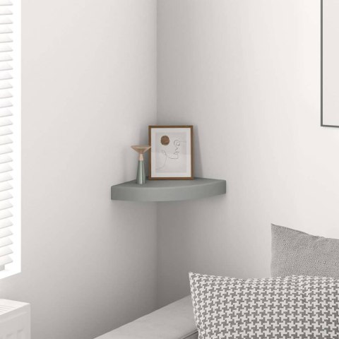 NAROŻNA PÓŁKA ŚCIENNA SZARA 25X25X3,8CM MDF