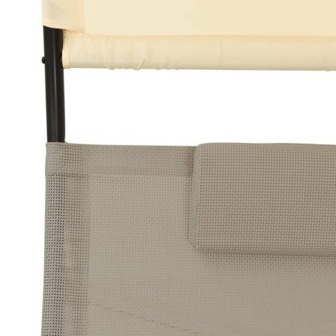 PODWÓJNY LEŻAK Z BALDACHIMEM TKANINA TEXTILENE TAUPE I KREM