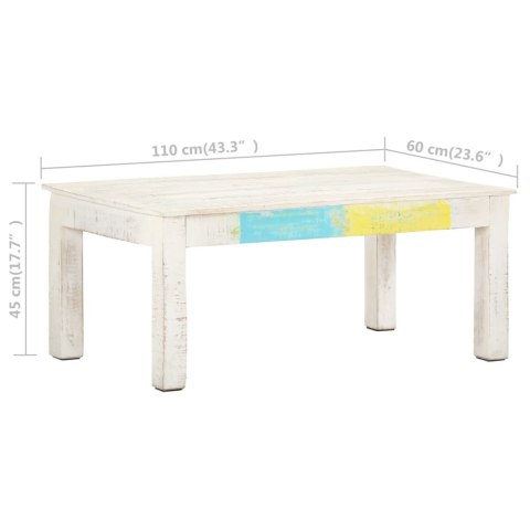 STOLIK KAWOWY BIAŁY 110X60X45CM LITE DREWNO MANGO