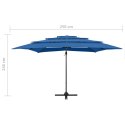 4-POZIOMOWY PARASOL NA ALUMINIOWYM SŁUPKU NIEBIESKI 250X250CM