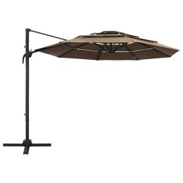 4-POZIOMOWY PARASOL NA ALUMINIOWYM SŁUPKU TAUPE 3X3M