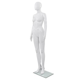 MANEKIN DAMSKI ZE SZKLANĄ PODSTAWĄ BIAŁY BŁYSZCZĄCY 175CM