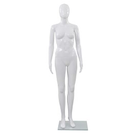 MANEKIN DAMSKI ZE SZKLANĄ PODSTAWĄ BIAŁY BŁYSZCZĄCY 175CM