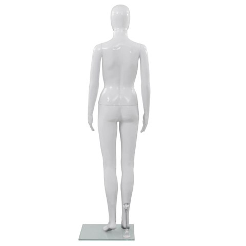 MANEKIN DAMSKI ZE SZKLANĄ PODSTAWĄ BIAŁY BŁYSZCZĄCY 175CM