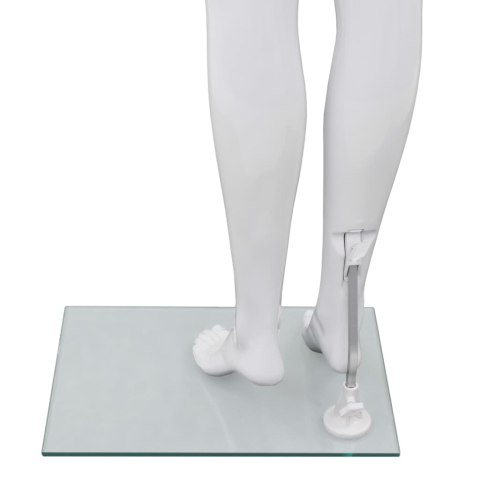 MANEKIN DAMSKI ZE SZKLANĄ PODSTAWĄ BIAŁY BŁYSZCZĄCY 175CM