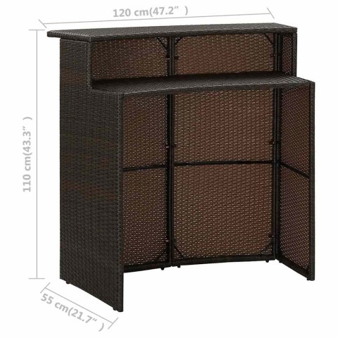 OGRODOWY STOLIK BAROWY BRĄZOWY 120X55X110CM POLIRATTAN