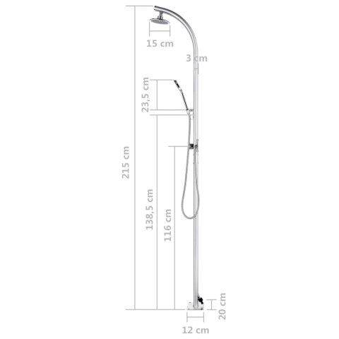 PRYSZNIC NA ZEWNĄTRZ KEMPINGOWY OGRODOWY TURYSTYCZNY 215CM ALUMINIUM