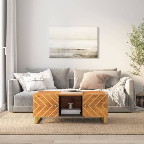 STOLIK KAWOWY BRĄZOWO-CZARNY 100X54X40CM LITE DREWNO MANGO