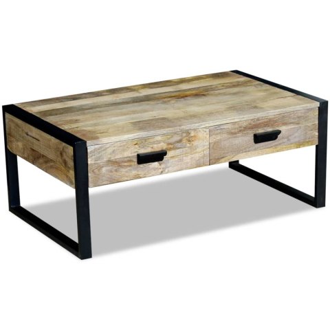 STOLIK KAWOWY Z 2 SZUFLADAMI LITE DREWNO MANGO 100X60X40CM