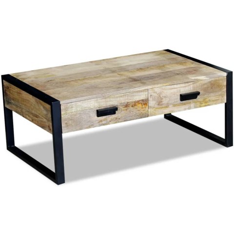 STOLIK KAWOWY Z 2 SZUFLADAMI LITE DREWNO MANGO 100X60X40CM