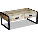 STOLIK KAWOWY Z 2 SZUFLADAMI LITE DREWNO MANGO 100X60X40CM