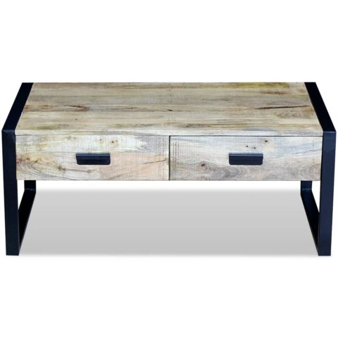 STOLIK KAWOWY Z 2 SZUFLADAMI LITE DREWNO MANGO 100X60X40CM