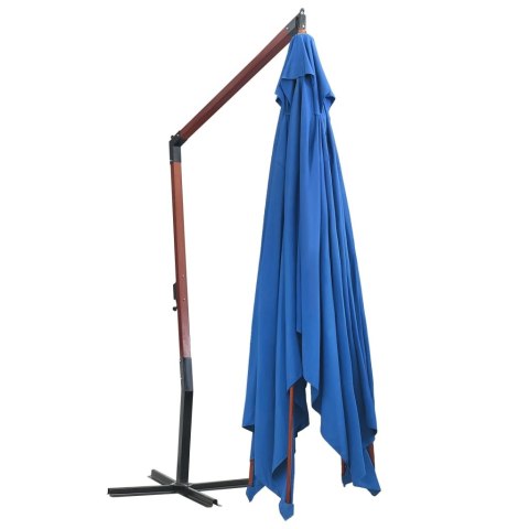 WISZĄCY PARASOL NA DREWNIANYM SŁUPKU 400X300CM NIEBIESKI