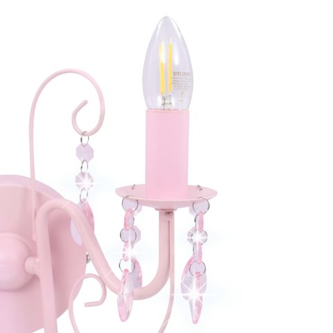 LAMPA ŚCIENNA Z KORALIKAMI RÓŻOWA 2 ŻARÓWKI E14