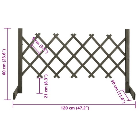OGRODOWY PŁOT KRATKOWY SZARY 120X60CM LITE DREWNO JODŁOWE