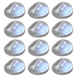 ŚCIENNE LAMPY SOLARNE LED NA ZEWNĄTRZ 12 SZT OKRĄGŁE SREBRNE