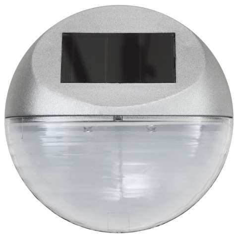 ŚCIENNE LAMPY SOLARNE LED NA ZEWNĄTRZ 12 SZT OKRĄGŁE SREBRNE