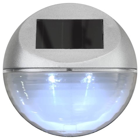 ŚCIENNE LAMPY SOLARNE LED NA ZEWNĄTRZ 12 SZT OKRĄGŁE SREBRNE
