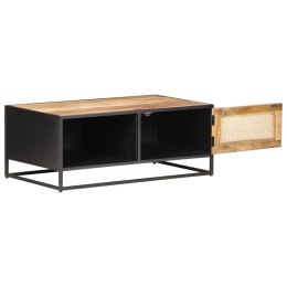 STOLIK KAWOWY 90X50X35CM DREWNO MANGO I NATURALNA TRZCINA