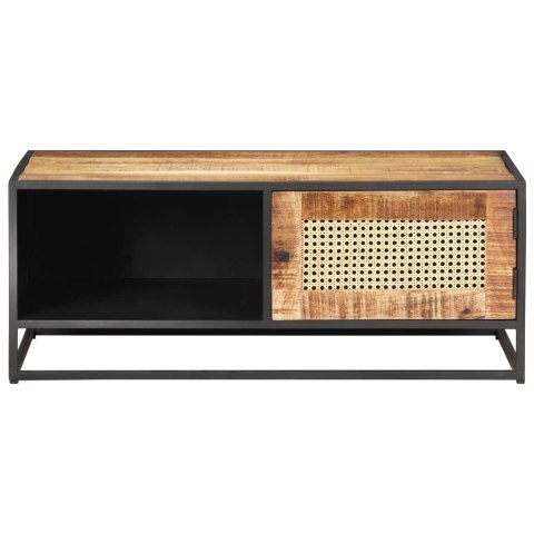STOLIK KAWOWY 90X50X35CM DREWNO MANGO I NATURALNA TRZCINA