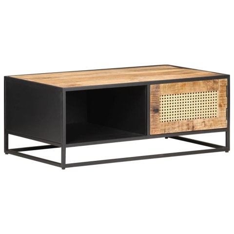 STOLIK KAWOWY 90X50X35CM DREWNO MANGO I NATURALNA TRZCINA