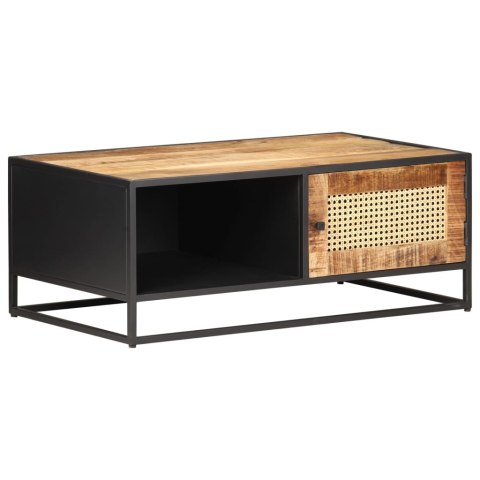 STOLIK KAWOWY 90X50X35CM DREWNO MANGO I NATURALNA TRZCINA