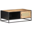 STOLIK KAWOWY 90X50X35CM DREWNO MANGO I NATURALNA TRZCINA
