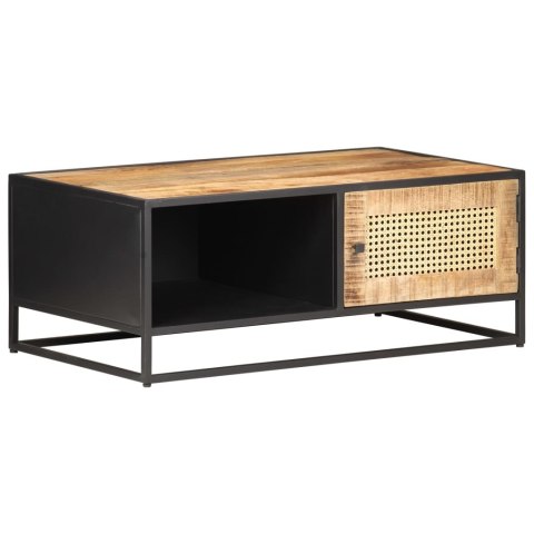 STOLIK KAWOWY 90X50X35CM DREWNO MANGO I NATURALNA TRZCINA