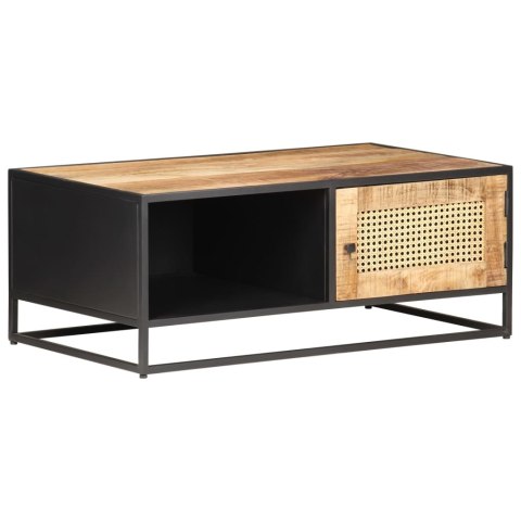 STOLIK KAWOWY 90X50X35CM DREWNO MANGO I NATURALNA TRZCINA