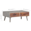 STOLIK KAWOWY SZARY 100X60X40CM LITE SUROWE DREWNO MANGO