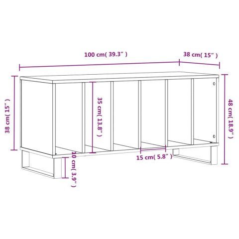 SZAFKA NA PŁYTY BIAŁA 100X38X48CM MATERIAŁ DREWNOPOCHODNY