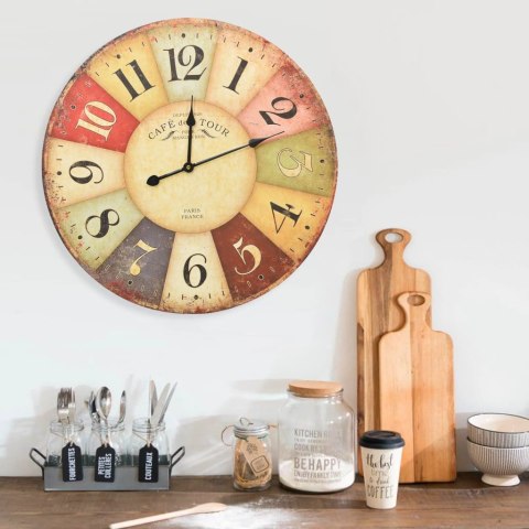 ZEGAR ŚCIENNY W STYLU VINTAGE KOLOROWY 60CM