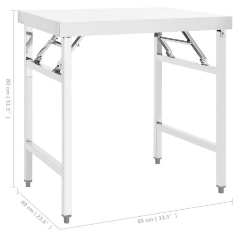 KUCHENNY SKŁADANY STÓŁ ROBOCZY 85X60X80CM STAL NIERDZEWNA