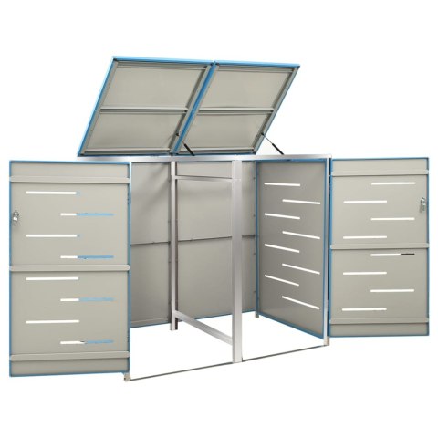 OSŁONA NA 2 KOSZE NA ŚMIECI 138X77,5X115CM STAL NIERDZEWNA