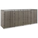 OSŁONA NA 4 KOSZE NA ŚMIECI SZARA 274X80X117CM POLIRATTAN