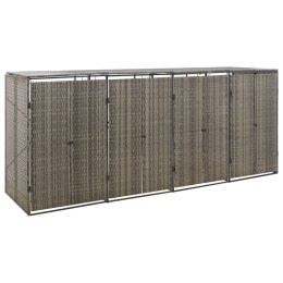 OSŁONA NA 4 KOSZE NA ŚMIECI SZARA 274X80X117CM POLIRATTAN