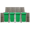OSŁONA NA 4 KOSZE NA ŚMIECI SZARA 274X80X117CM POLIRATTAN