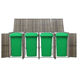 OSŁONA NA 4 KOSZE NA ŚMIECI SZARA 274X80X117CM POLIRATTAN