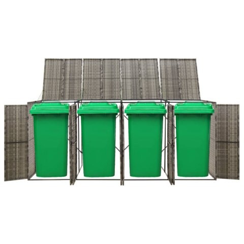 OSŁONA NA 4 KOSZE NA ŚMIECI SZARA 274X80X117CM POLIRATTAN