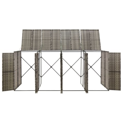 OSŁONA NA 4 KOSZE NA ŚMIECI SZARA 274X80X117CM POLIRATTAN