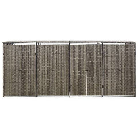 OSŁONA NA 4 KOSZE NA ŚMIECI SZARA 274X80X117CM POLIRATTAN