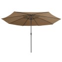 PARASOL OGRODOWY NA METALOWYM SŁUPKU 390CM TAUPE