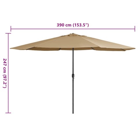 PARASOL OGRODOWY NA METALOWYM SŁUPKU 390CM TAUPE